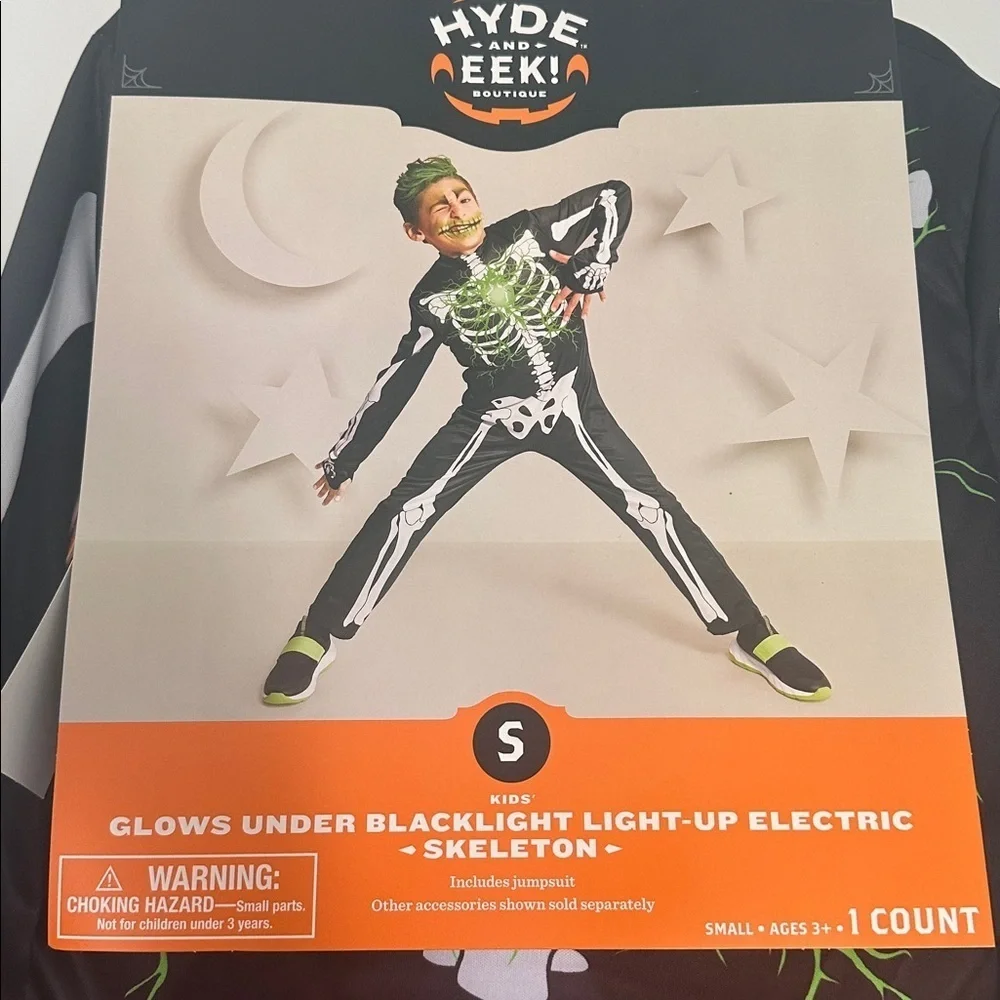 NWT Hyde & EEK! Skeleton Glow under Blacklight Electric Bones Costume Sz S (6-7)